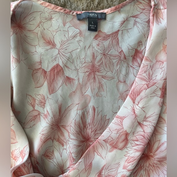 Apt 9 Cowl Neck Ruffle Short Sleeve Blouse Women’s Size L Pink - Picture 5 of 9